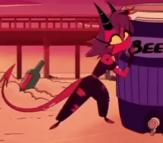 🥴 02668c15 Helluva Boss, Alcohol, Demon, Cartoon, Feest whatsapp sticker