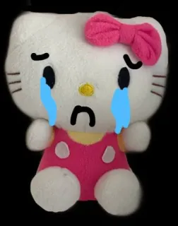 😭 68985cf6 Hello Kitty Hello Kitty, menangis, sedih, boneka, tokoh kartun telegram sticker