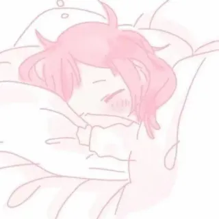 🧁 0cc0f29a กำลังนอน, อนิเมะ, การ์ตูน, สีชมพู, หมอน telegram sticker