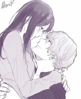 🧁 97f90561 คู่รัก, โรแมนติก, ความรัก, ภาพประกอบ, กอด telegram sticker