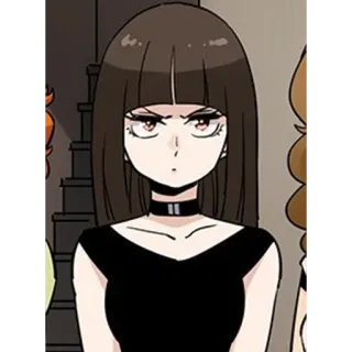 🖤 8a4af91f Аниме девушка, Черное платье, Мультяшный персонаж, Женщина, Портрет telegram sticker