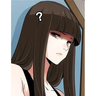 🖤 b0091fc6 женщина, вопрос, аниме, манга, девушка, брюнетка, вопросительный знак telegram sticker