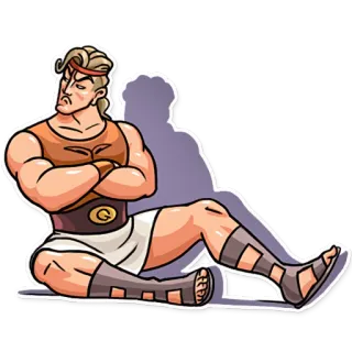 😕 0a421b7c Мультик, Мускулистый, Сильный, Персонаж, Сидит, Руки скрещены telegram sticker