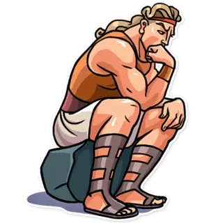 🤔 47106f35 мужчина, думающий, древний, греческий, созерцательный, сидящий, поза, задумчивый telegram sticker