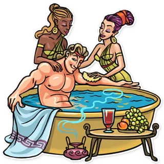 🥂 bd215c16 Древний Рим, ванна, релаксация, роскошь, друзья, досуг, виноград, вино telegram sticker