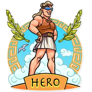 🏅 cd4204a4 HERO герой, мускулы, мужчина, мультфильм, наклейка telegram sticker
