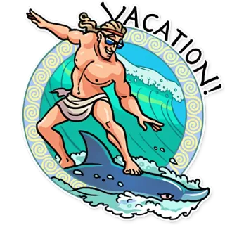 🏄 d9381163 VACATION! отпуск, серфинг, дельфин, океан, солнце, веселье, праздник telegram sticker