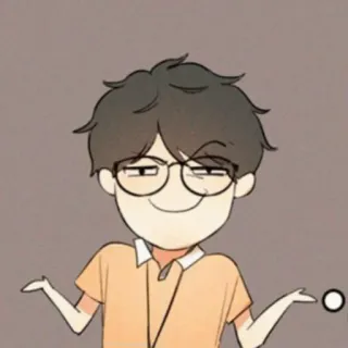 🦋 09312ede Phim hoạt hình, Người, Kính, Nhún vai, Câu hỏi telegram sticker