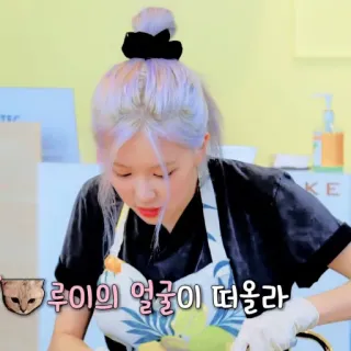 🕊 d76836c6 루이의 얼굴이 떠올라 人, 烹饪, 围裙, 厨房, 猫, 韩国 telegram sticker