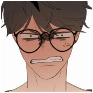 😠 06ced43a zły, sfrustrowany, zirytowany, anime, okulary, wyraz twarzy telegram sticker