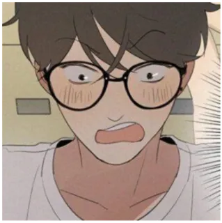 😦 0b230f56 kreskówka, mężczyzna, okulary, zszokowany, twarz telegram sticker