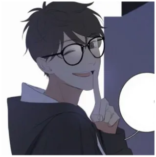 🤫 3c8f7ddb Anime, Postać, Okulary, Mrugnięcie telegram sticker