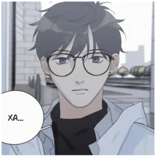 😕 3d531b45 XA... Kreskówka, Okulary, Postać, Mężczyzna, Dymek telegram sticker