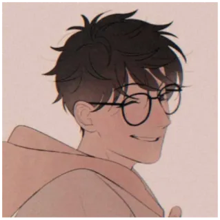 😉 4b72c768 kreskówka, okulary, postać, mężczyzna, bluza z kapturem telegram sticker