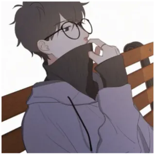 😶 4f332b41 kreskówka, osoba, okulary, bluza z kapturem, sztuka, ilustracja telegram sticker