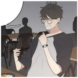 🥵 5b634bc1 Kreskówka, Mężczyzna, Okulary, Jeść telegram sticker