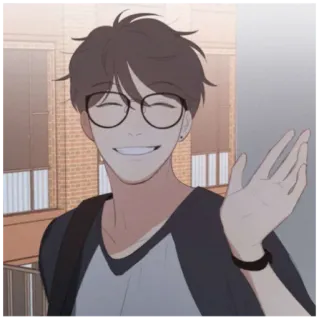 👋 61860d9b osoba, kreskówka, uśmiechnięty, okulary, machający telegram sticker