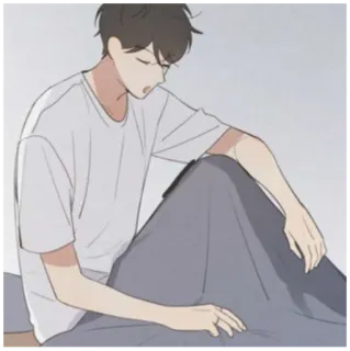 🥱 740f06b9 Kreskówka, Mężczyzna, Siedzący, Wewnątrz, Śpiący, Swobodny telegram sticker