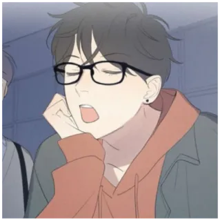 😒 86269943 mężczyzna, okulary, anime, kreskówka, męski telegram sticker