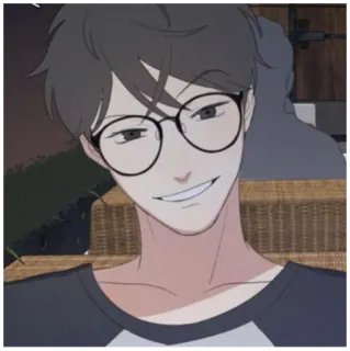 😏 dd64cc41 Anime, Postać, Kreskówka, Okulary, Uśmiechnięty telegram sticker