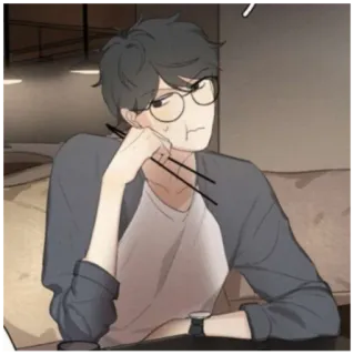 😒 eadd4db8 mężczyzna, okulary, pałeczki, azjatycki, na luzie, jedzenie, kreskówka telegram sticker