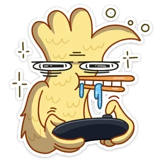 🤤 87398185 eend, spel, controller, cartoon, grappig, personage telegram sticker