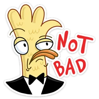 👍 f1a656f0 NOT BAD Cartoon, Emoji, Grappig, Meme, Niet slecht, Sticker telegram sticker