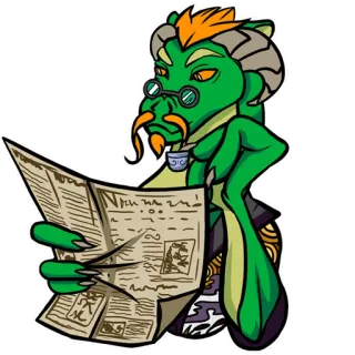 📰 3544186d 阅读, 报纸, 龙, 眼镜, 兽人, 奇幻, 拟人 telegram sticker