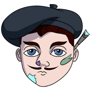 👨‍🎨 9facc1bb 艺术家, 画家, 贝雷帽, 艺术, 创意, 胡子, 插画, 绘画 telegram sticker