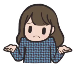 😐 d62ef277 소녀, 어깨 으쓱, 무관심, 질문, 의심, 만화 telegram sticker