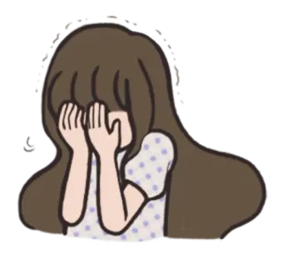 😿 ea993523 소녀, 울음, 슬픔, 감정, 만화, 갈색 머리, 숨기 telegram sticker