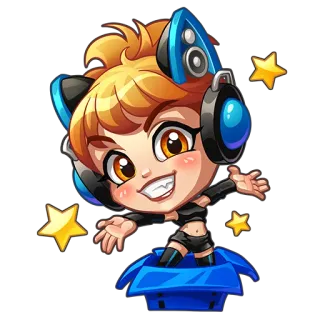 🤩 82ff78ef cartoon, cute, headphones, girl, anime, character, kawaii, sticker telegram sticker
