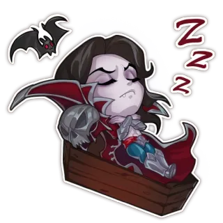 😴 bfebf847 Vladimir League of Legends vampire, sleepy, bat, chibi, coffin, league of legends, lol, vladimir telegram sticker