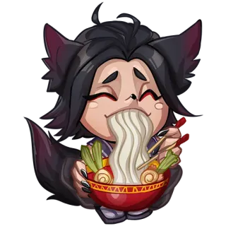 🍜 face4185 anime, manga, fox, ramen, eating, kawaii, cute telegram sticker