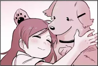 😘 5b19848a cewek, anjing, peluk, persahabatan, imut, anime, manga telegram sticker