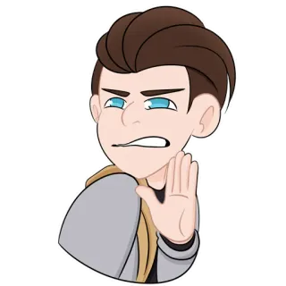 😣 296e6e45 cartoon, character, gesture, hand, stop, halt telegram sticker