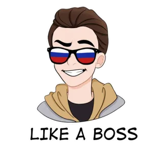 😎 d2691b1c LIKE A BOSS sticker, like a boss, sunglasses, cartoon telegram sticker