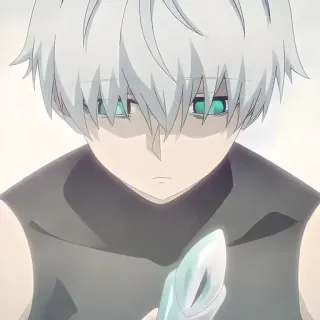 😔 7641aa9f Anime, Chico, pelo blanco, ojos verdes, cristal, sudadera con capucha telegram sticker