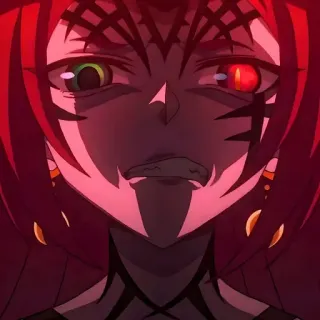 😡 ca539cfb Anime, Demonio, Fantasía, Pelo Rojo, Heterocromía, Malvado, Cara telegram sticker