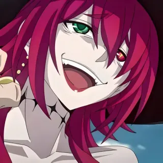 😀 e25318b3 Anime, Personaje, Sonrisa, Pelo Rojo, Sonrisa burlona, Villano, Manga telegram sticker