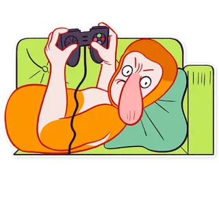 🎮 b200ebfc Kartun, Gaming, Controller, Sofa, Karakter, Lucu, Humor telegram sticker