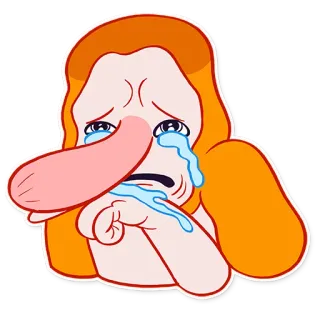 😢 e30bf353 Kartun, Menangis, Air mata, Sedih, Ilustrasi, Wajah, Karakter telegram sticker