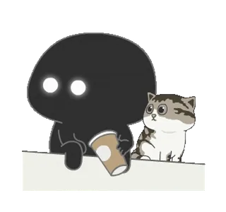 🐾 03e59255 sticker, zwarte vlek, kat, koffie, schattig telegram sticker