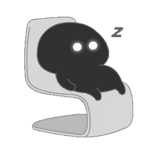 💤 439e8e6d Z slaperig, slapen, stoel, lui, cartoon, zwarte vlek telegram sticker