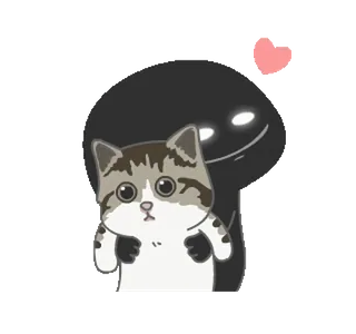 🥰 c4c7a2a2 kat, schattig, cartoon, schaduw, liefde, hart, kawaii telegram sticker