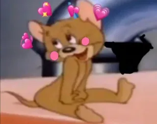 🤍 634e2599 Jerry cartoon, mouse, cute, hearts, funny whatsapp sticker
