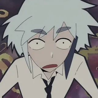 😮 cd57dfde 动漫, 震惊, 表情, 卡通, 白发, 角色 whatsapp sticker