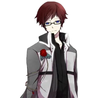 😞 4fe22caf Anime, Postać, Mężczyzna, Okulary, Rude włosy, Płaszcz telegram sticker