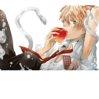 🍎 597cb345 Styl anime, Chłopiec, Jabłko, Wąż telegram sticker