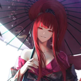 😈 7978b1c4 Anime, Kobieta, Rude włosy, Kimono, Parasol telegram sticker